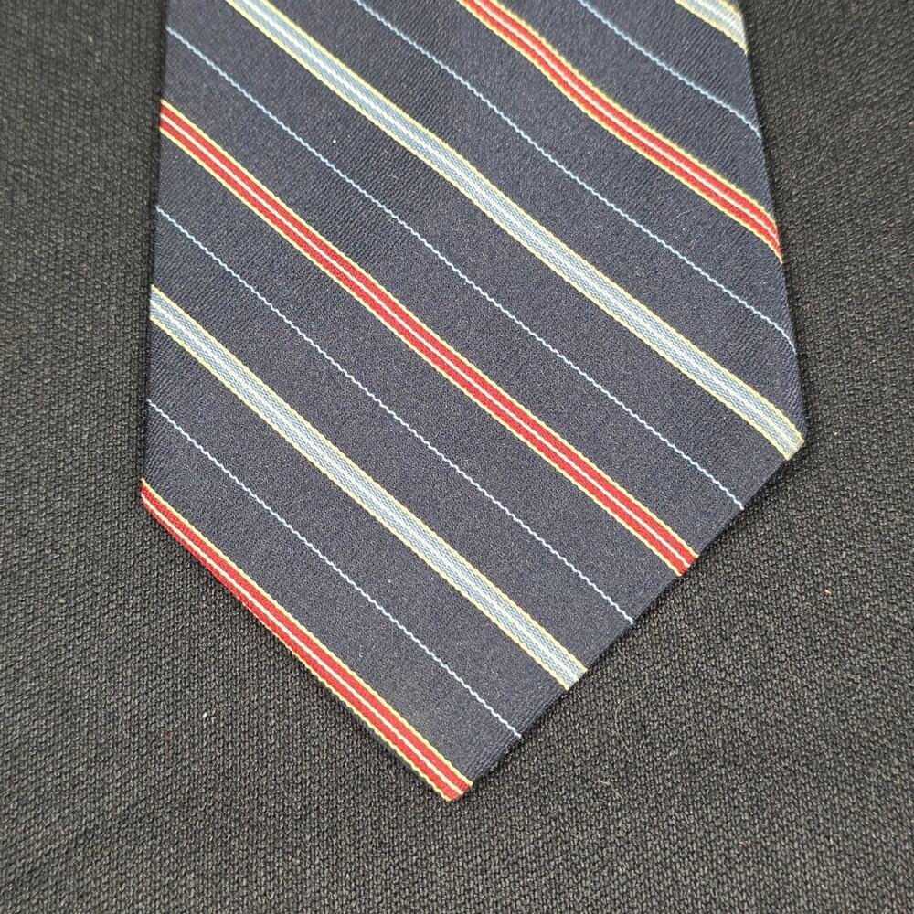 DON LOPER BEVERLY HILLS Men's Navy Red Striped Polyester Silk Blend Tie